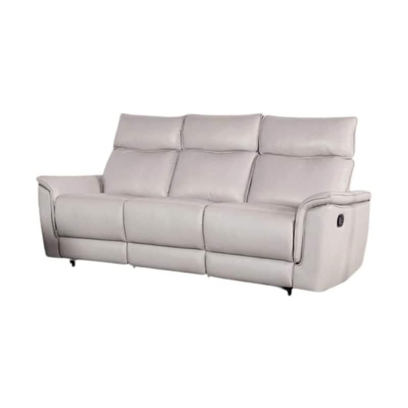 Lenne Sofa, Taupe Gray Faux Leather, Manual Reclining Mechanism, 86 Inch