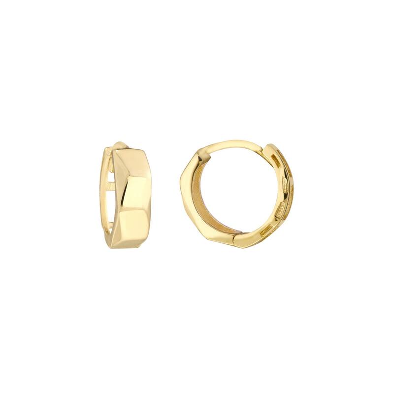 Curata 10k Yellow Gold 9x4mm 3-Dimensionsal Hinged Round Hoop Earrings