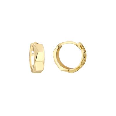 Curata 10k Yellow Gold 9x4mm 3-Dimensionsal Hinged Round Hoop Earrings