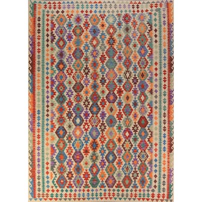 Kilim Oriental Area Rug Hand-Woven Tribal Bedroom Wool Carpet - 8'8"x 11'6"