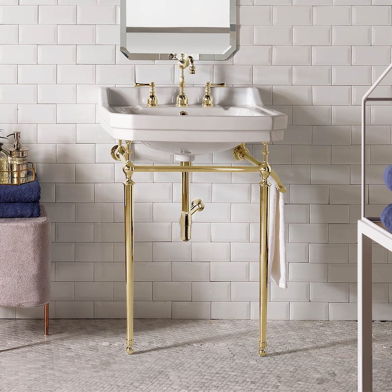 Wellington 24" Single Console Sink with Metal Finish Stand