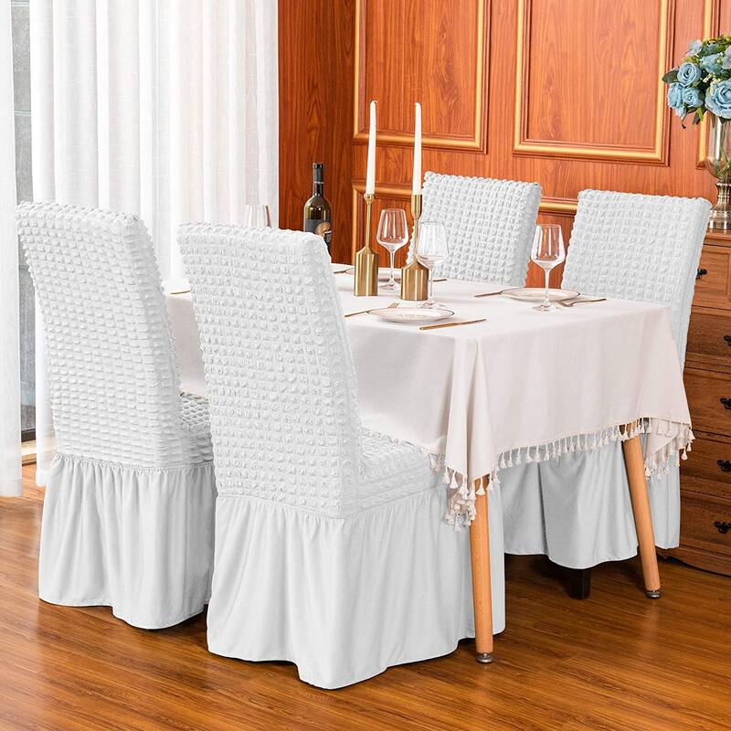Subrtex Set-of-2 Stretch Dining Chair Cover Ruffle Skirt Slipcovers
