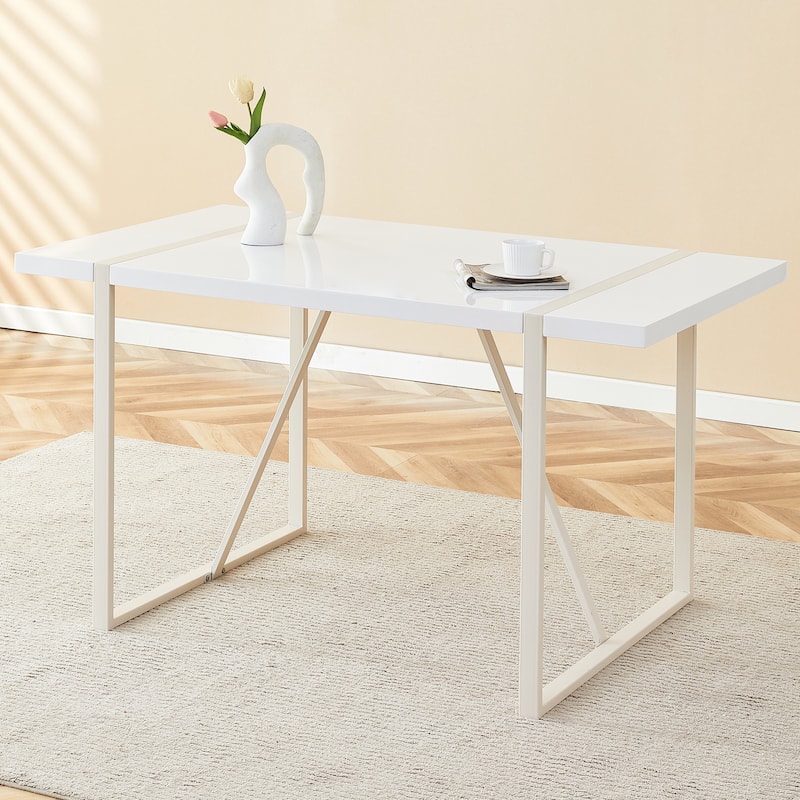 ​Modern Dining Table with Cream Top and Quick Assembly for Urban Homes Compact Kitchens and Multi Use​