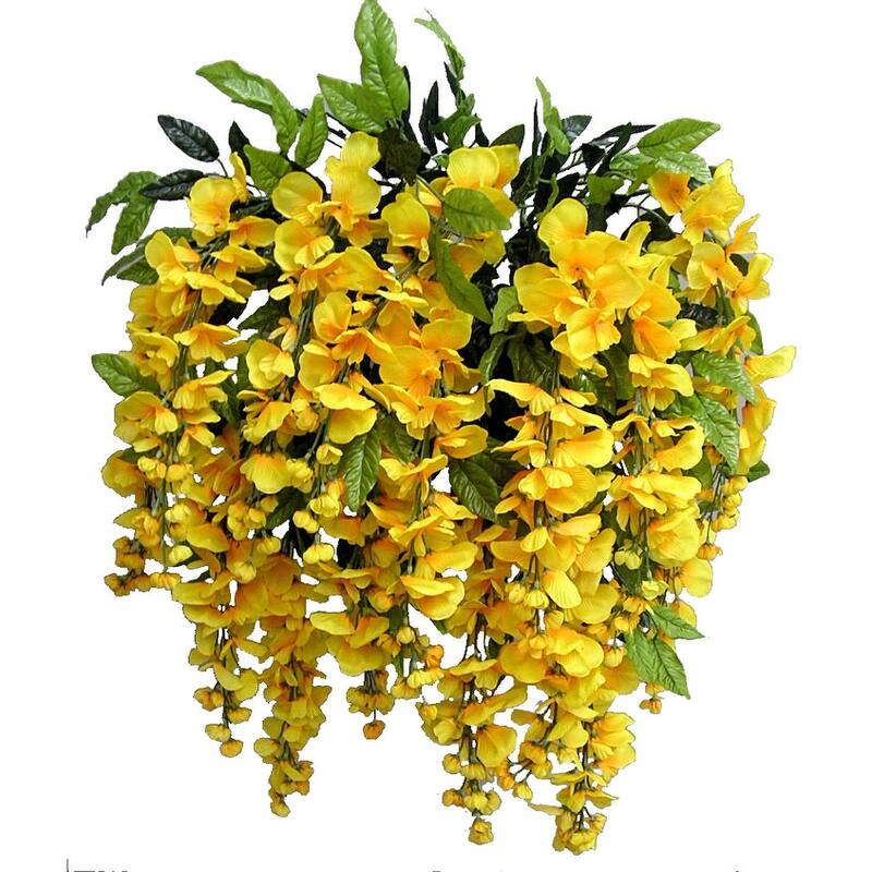 Faux Wisteria Flower Stems Bunch - GPB392-DK.YW