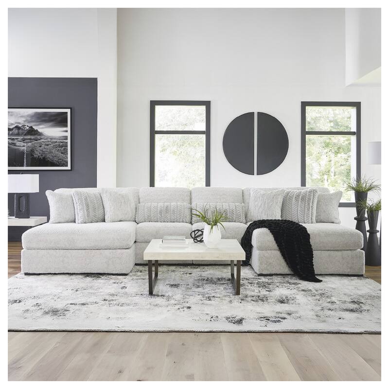 Signature Design by Ashley Snodoodle Gray 4-Piece Sectional with Chaise - 168" W x 67" D x 40" H - Gray - Symmetrical