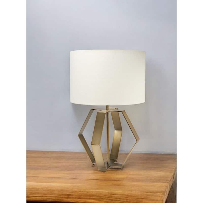 Gold Metal Geometric Table Lamp with 3 Way Switch Slip UNO Fitter - 17” x 17” x 26.6” (D x W x H)