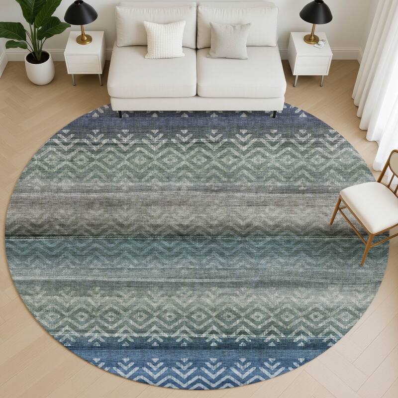Premium Washable Super Soft Boho Ombre Mayfield Rug - Blue - 8' x 8'