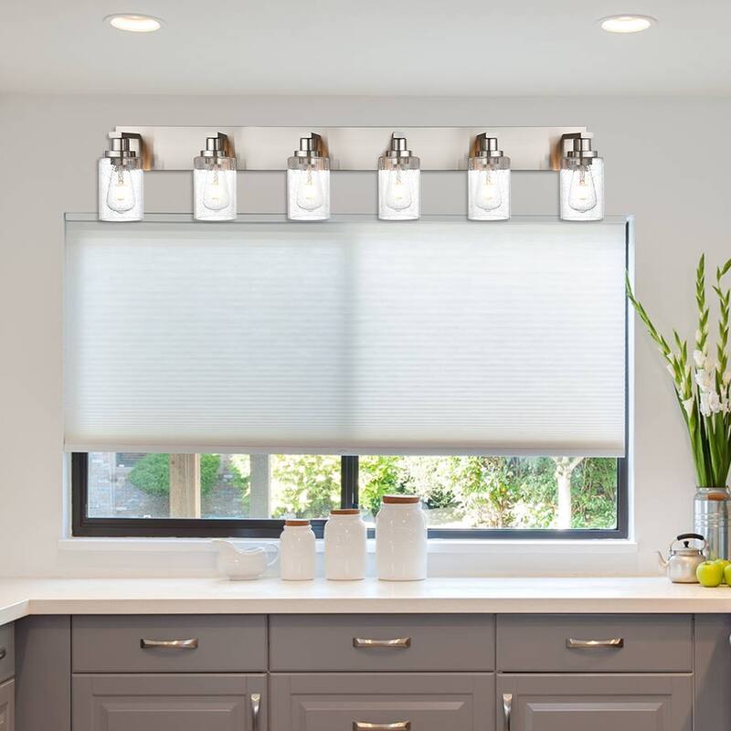Modern Vanity Light with Seeded Glass Shade