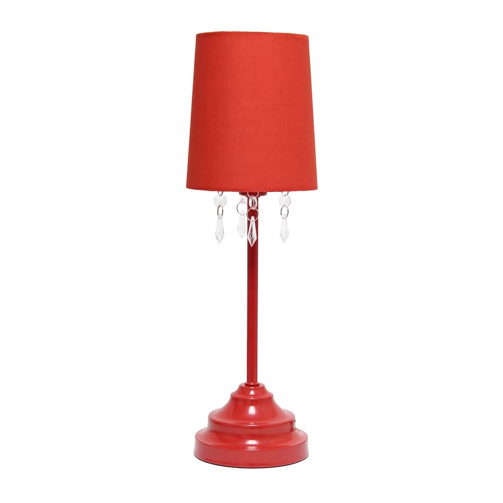 17.25 in. Red Finish Table Lamp with Red Shade, Sturdy Table Lamp for Living Rooms and Bedrooms