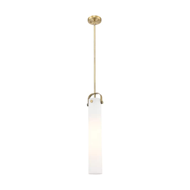 Innovations Lighting Pilaster - 1 Light 4" Stem Hung Pendant - Brushed Brass/Matte White