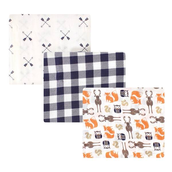 slide 1 of 1, Hudson Baby Infant Boy Cotton Muslin Swaddle Blankets, Orange Forest, One Size - Orange Forest - 3-Pack 3-Pack - Orange Forest