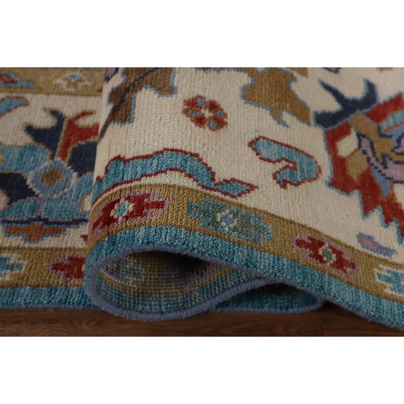 Blue Floral Oushak Oriental Area Rug Handmade Dining Room Wool Carpet - 7'10"x 9'10"