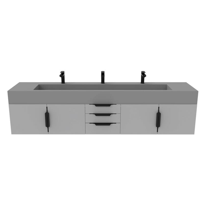 Nile 84" Wall Mounted Bathroom Vanity Set gr/ Gray Top - Matte - Grey