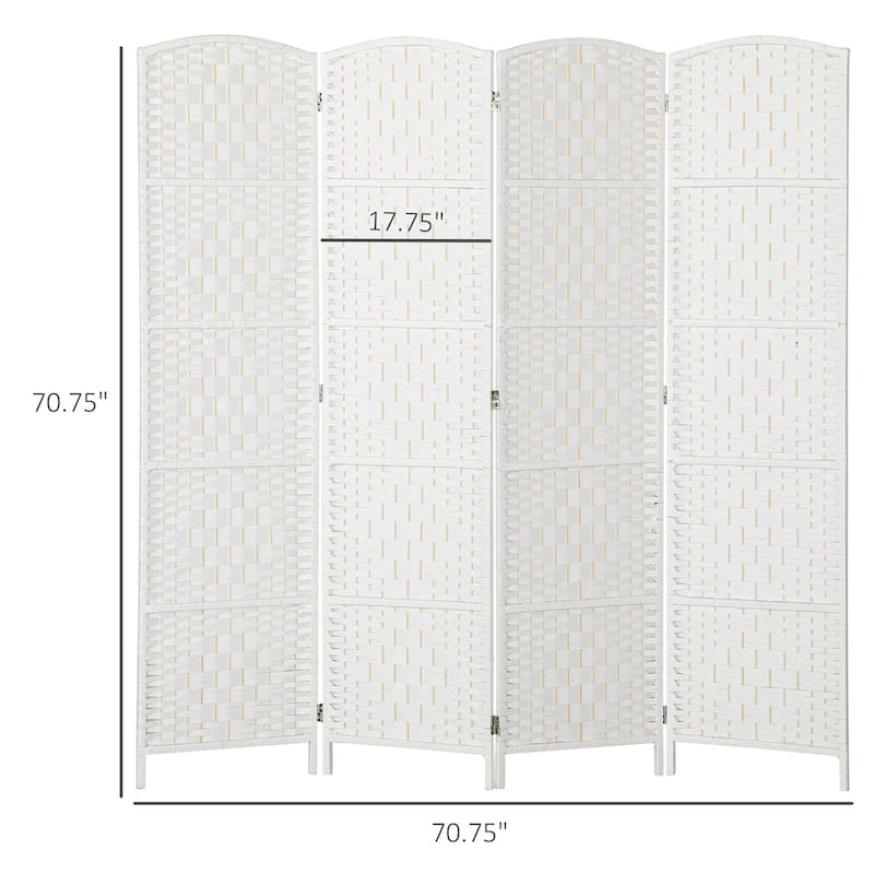 Nature Wood-White Poplar Paper Rope Folding Room Divider with Panels