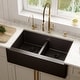 preview thumbnail 13 of 16, Karran Farmhouse Apron Front Quartz Double Bowl Kitchen Sink
