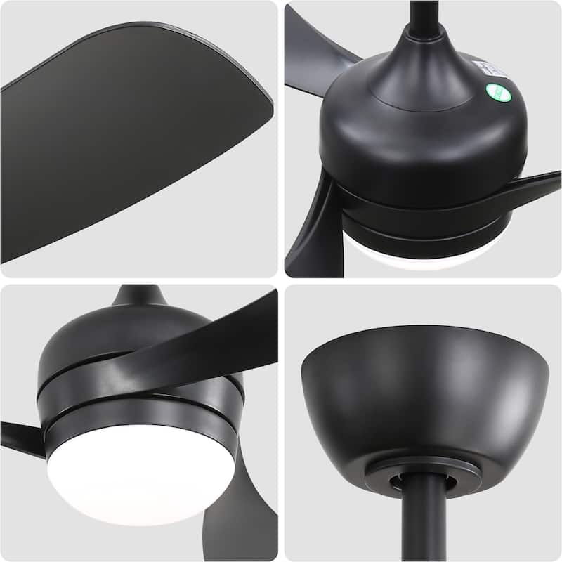52-Inch Black Ceiling Fan With 3 ABS Blades, Remote Control