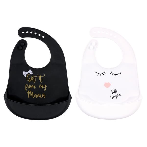 slide 1 of 1, Little Treasure Baby Girl Silicone Bibs 2pk, Mama, One Size - Mama - One Size One Size - Mama