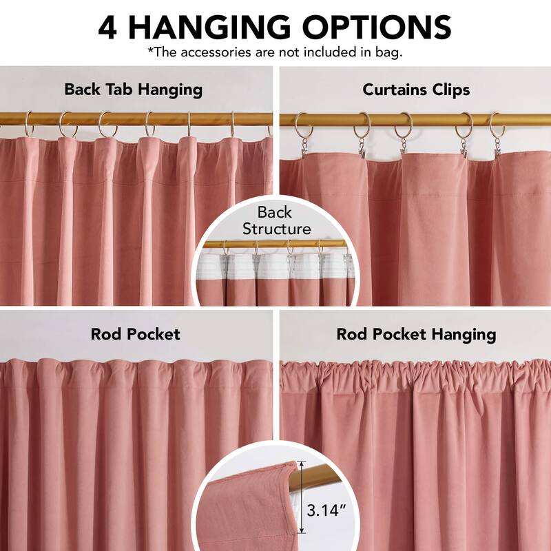 Deconovo Velvet Room Darkening Curtain Panel, Thermal Insulated