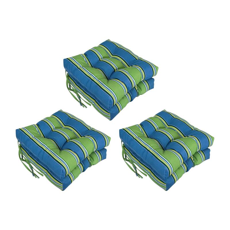 16-inch Square Tufted Indoor/Outdoor Chair Cushions (Set of 6) - Haliwell Caribbean
