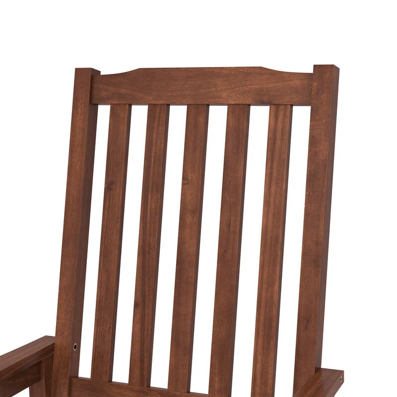 Acacia Wood Outdoor Rocking Chair, Traditional Porch Outdoor Rocker Chairs Set of 2 - 43" H