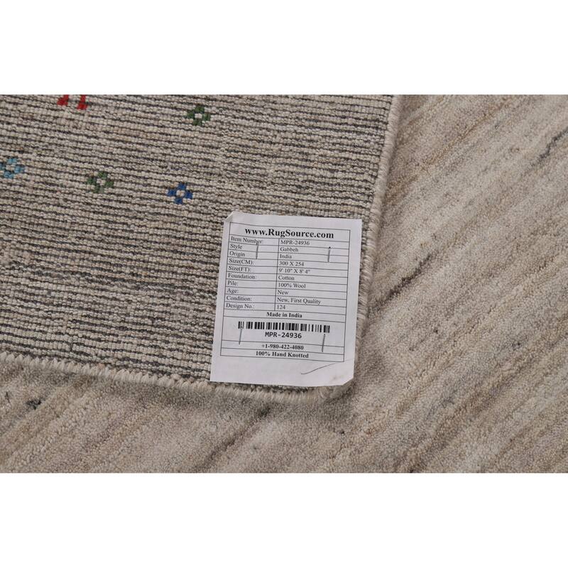 Tribal Gabbeh Indian Area Rug Hand-Knotted Wool Carpet - 8'4" x 9'10"