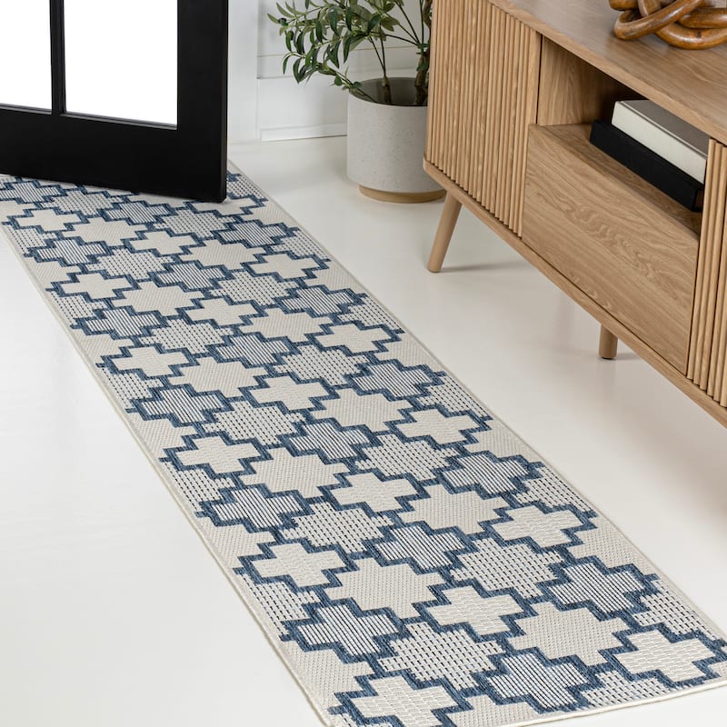 JONATHAN Y Lior Modern Geometric Tile Pattern Salmon/Cream Indoor/Outdoor Area Rug