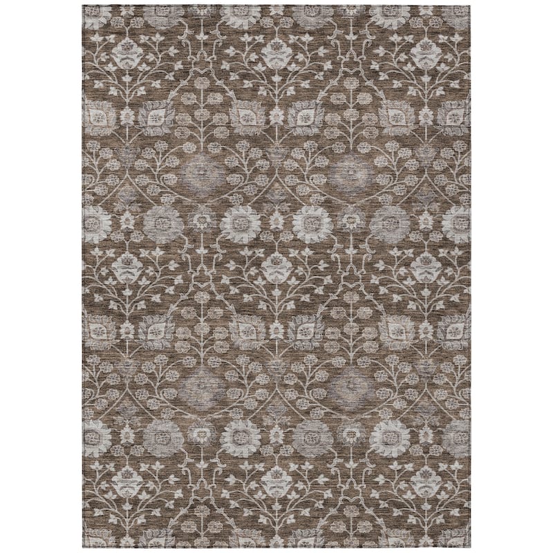 Machine Washable Indoor/ Outdoor Traditional Casual Chantille Rug