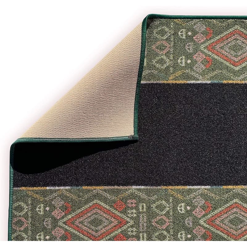 Custom Size Southwestern Border 26 Inch Wide Non-Slip Stair Runner Rug