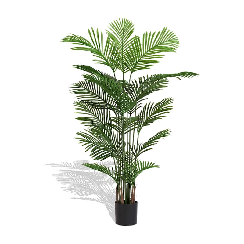 GDFStudio - Thalassa Artificial Areca Palm 5.9FT Tall Faux Tropical Tree in Pot（Set of 2）