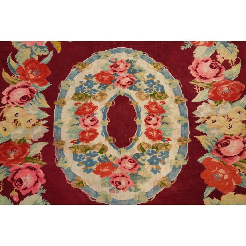 Hand Knotted Oriental 100% Wool Carpet Traditional Floral Red Karabagh Area Rug - 3' 3'' X 2' 6''