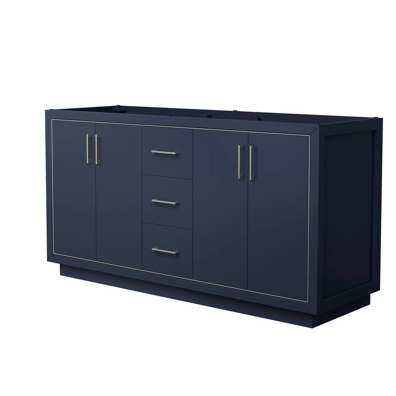 Wyndham Collection WCF1111-66D-CX-MXX Icon 66" Double Free Standing - Dark Blue / Brushed Nickel Hardware