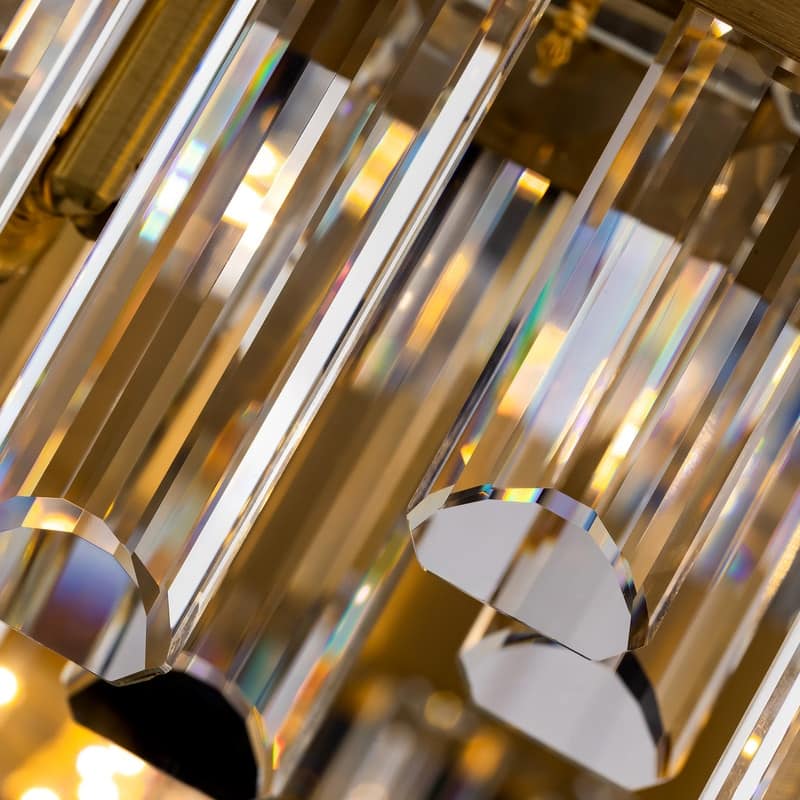 19.7'' Modern Crystal Chandelier Brass Gold Round 12-Light 2-Tier Luxury Crystal 19.7'' Raindrop Chandelier for Dining Room