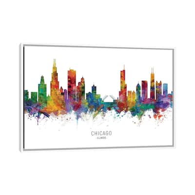 iCanvas "Chicago Illinois Skyline" by Michael Tompsett Framed Canvas Print