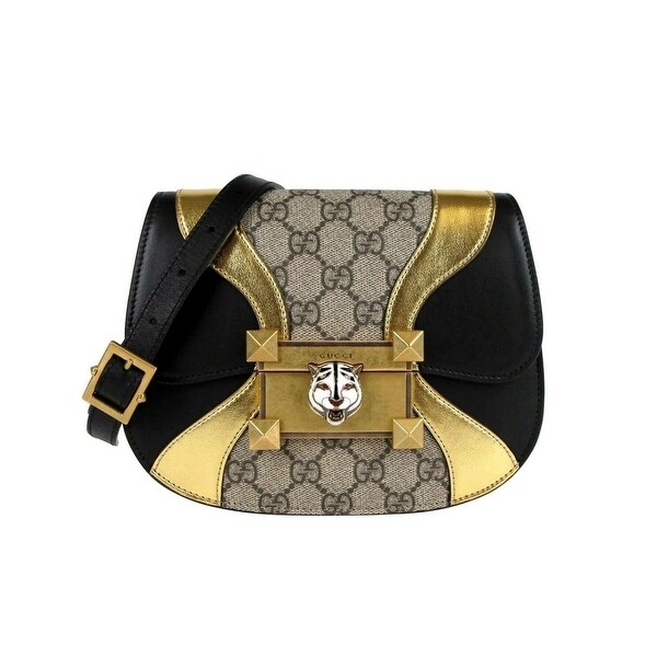 Shop Gucci Women&#39;s Beige / Ebony GG Supreme Canvas Mini Crossbody Bag 500781 8754 - Free ...