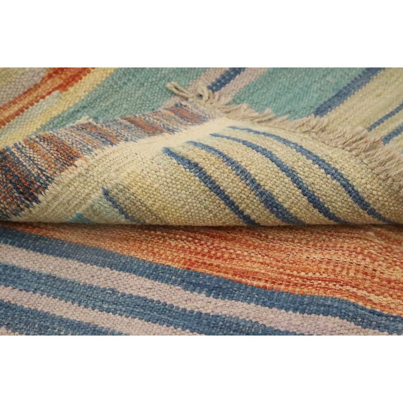 Hand Woven Oriental 100% Wool Carpet Southwestern Tribal Multi-Colored Kilim Area Rug - 4' 10'' X 3' 3''