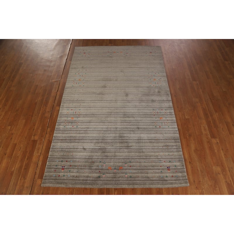 Hand Knotted Oriental 100% Wool Carpet Tribal Tribal Multi-Colored Gabbeh Area Rug - 8' 2'' X 5' 1''