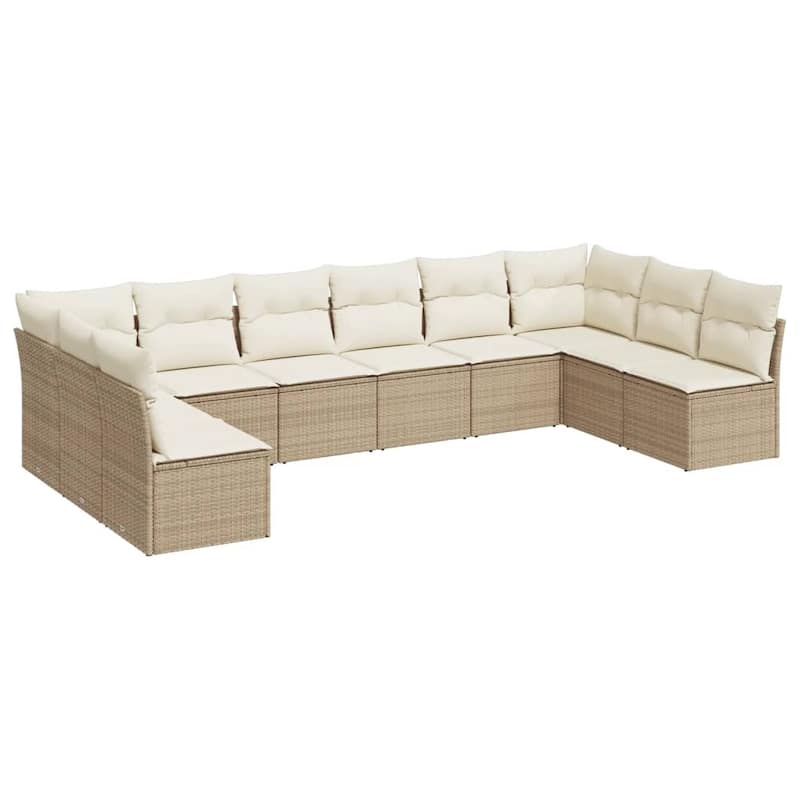 vidaXL Garden Sofa Set Beige PE rattan Large Modular Garden Sofa Set - 24.4 x 24.4 x 27.2