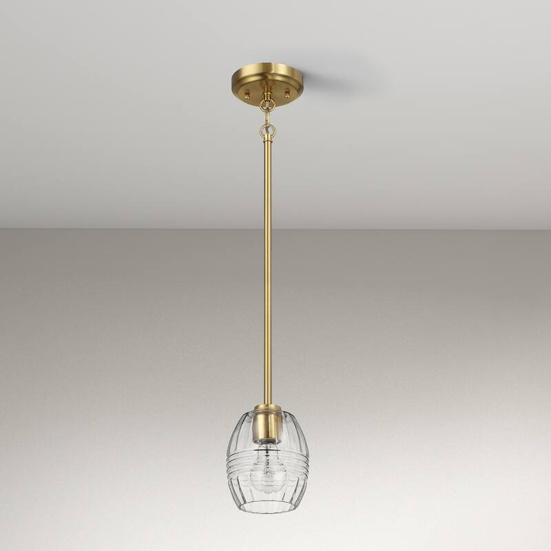 Visa Single Pendant Hanging Light with Clear Glass Shade - Gold