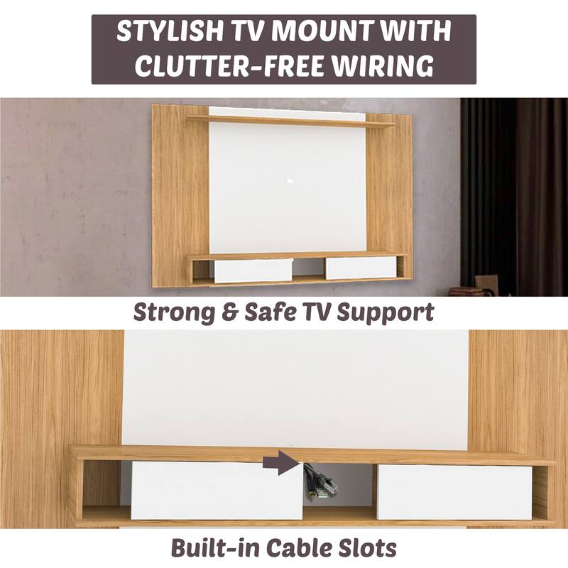 Wall-Mounted Entertainment Center with Multiple Storage Options for TVs up to 70 Inches