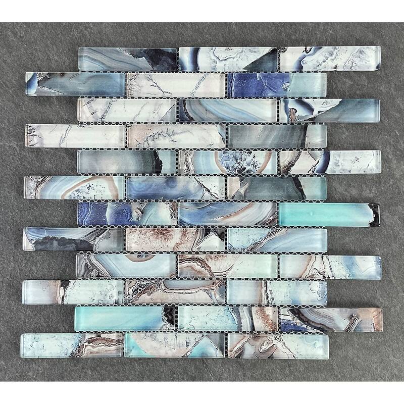 Glass Mosaic - 1 x 4 Brick Pattern Wall Mosaic Tiles