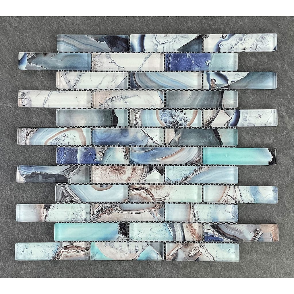 Glass Mosaic - 1 x 4 Brick Pattern Wall Mosaic Tiles