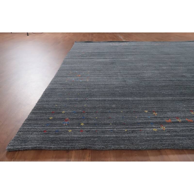 Hand Knotted Oriental 100% Wool Carpet Tribal Animal Pictorial Greys & Charcoal Gabbeh Area Rug - 10' 0'' X 8' 2''