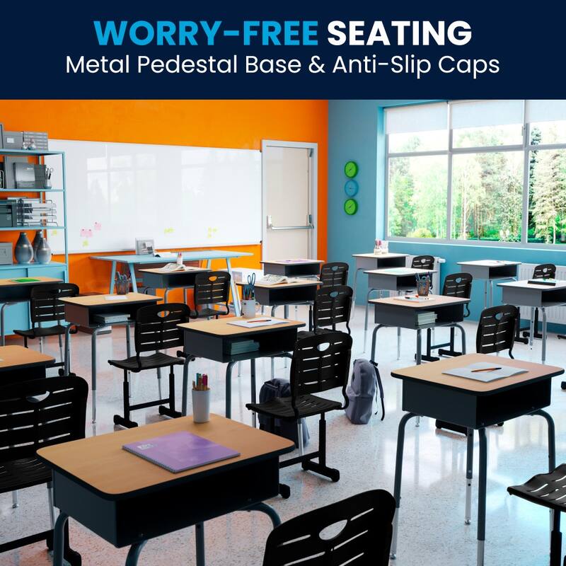 Adjustable Height Student Chair with Pedestal Frame - 16.25"W x 15.25"D x 30" - 32.5"H