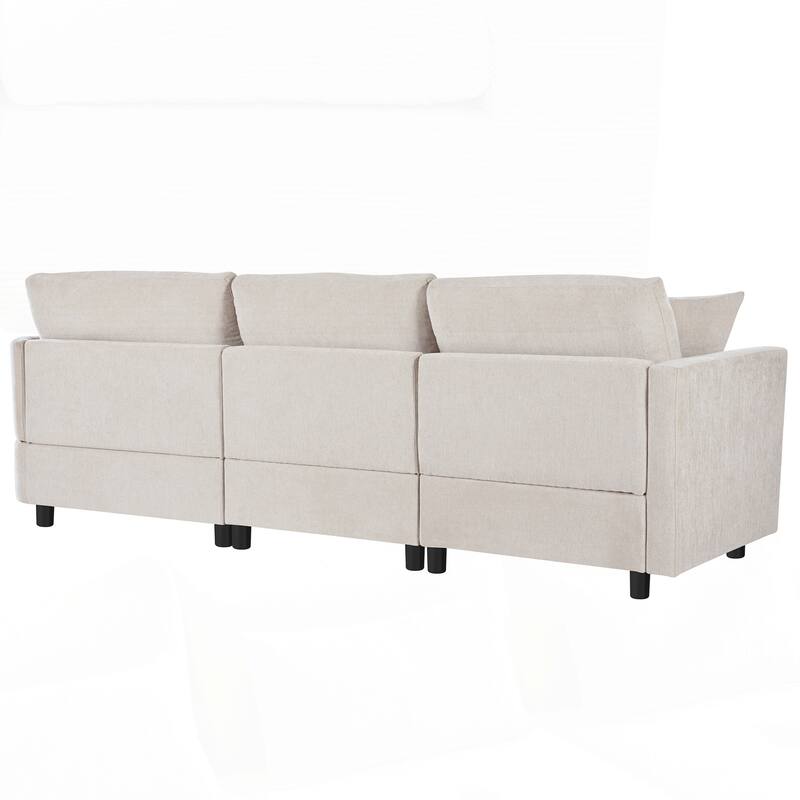 3-Piece Sectional Sofa with Curved Chaise and 3 Throw Pillows - Perfect for Living Rooms, Offices