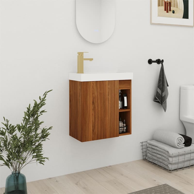 Bathroom Vanity With Sink In 20 Inch, Floating Bathroom Vanity With Soft Close Door