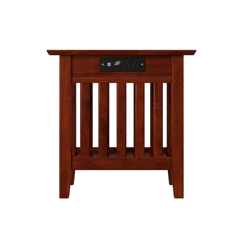 AFI Mission Chair Side Table with Charging Station