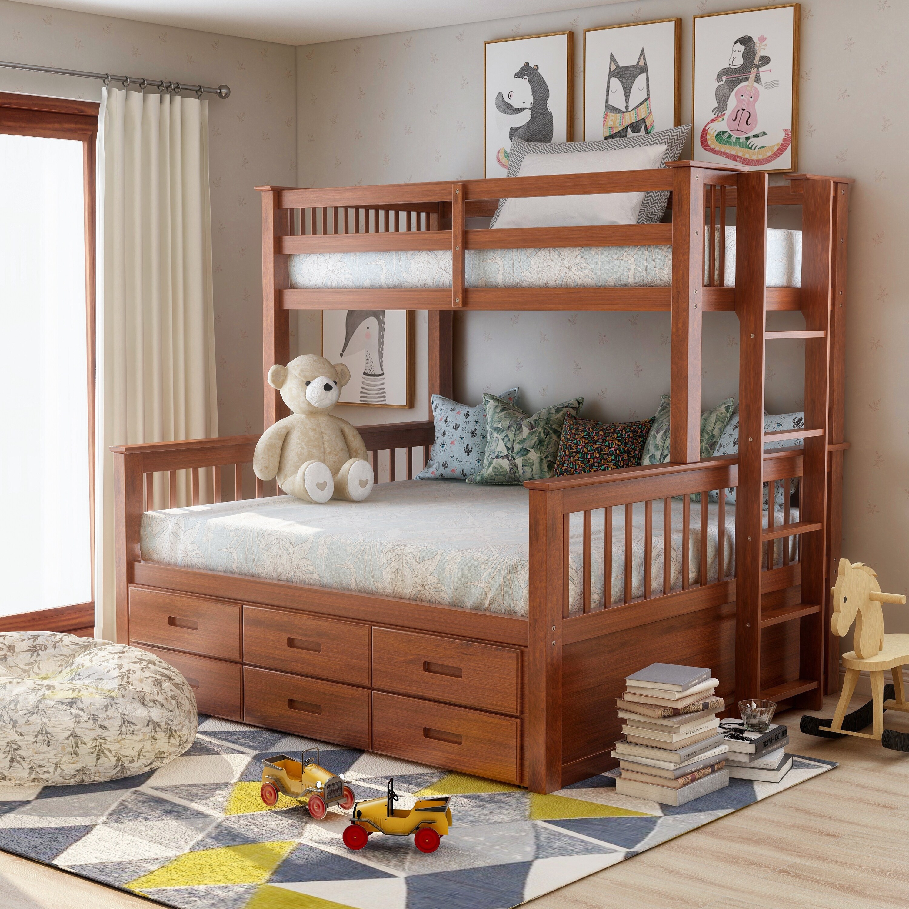 Shop Furniture Of America Rola Mission Twin Xl Queen Bunk Bed With