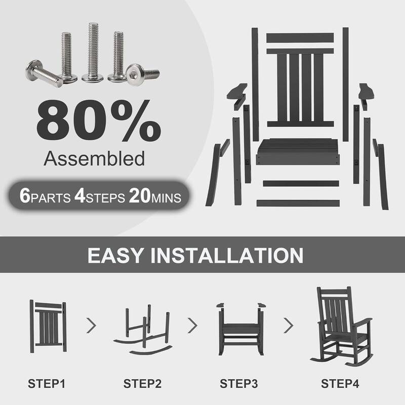 2PCS Patio High Back Porch Rocking Chair for Outside