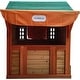 preview thumbnail 3 of 4, Outdoor Playhouse for Kids Pretend Play Wooden Game House with Canopy Working Door Windows Flowerpot Holder Gifts - brown
