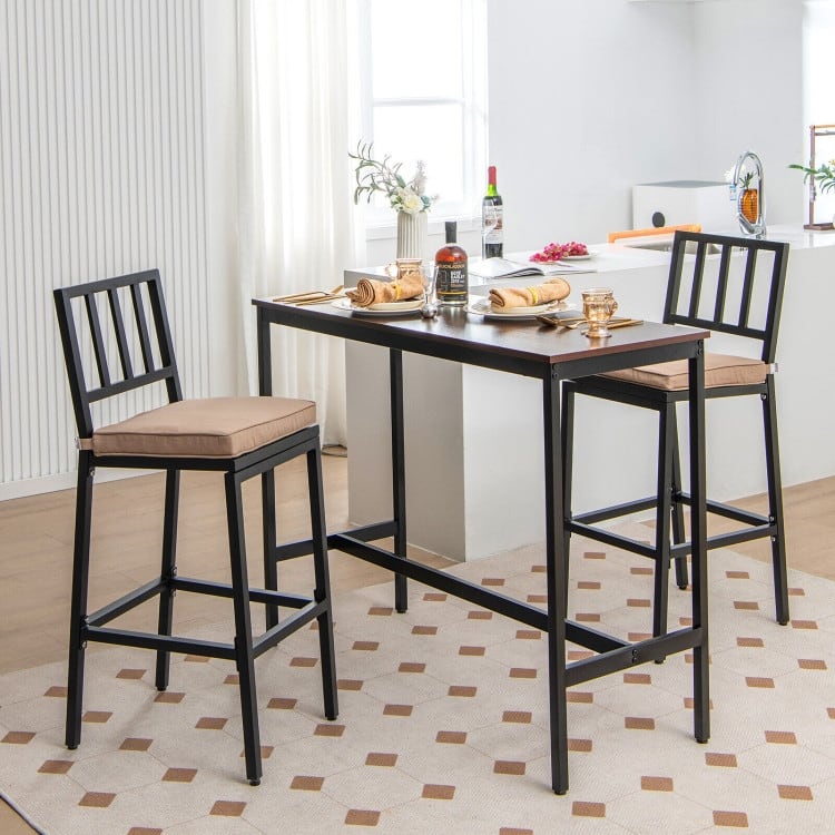 Set of 2 Patio Bar Chairs with Detachable Cushion and Footrest - 16" x 19.5" x 40.5" (L x W x H)